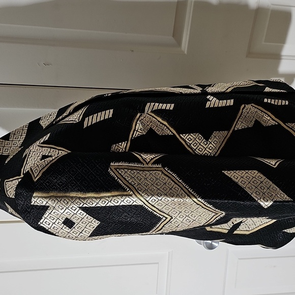 Chicos Open Geometric Black and Gold Women's Jacket. Goldblack & Silver Sz Small - Picture 5 of 10